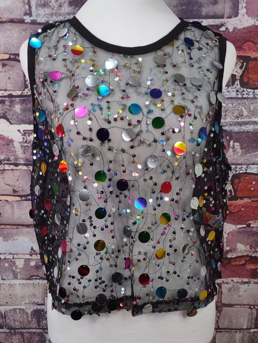 Sheer Black Sequin Embellished Top